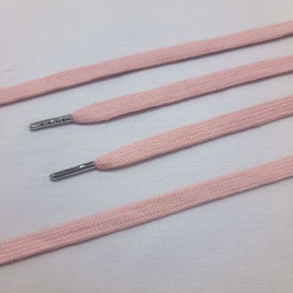 Шнурки плоские 125 см., ш. 10 мм., металлический наконечник, нежно-розовые